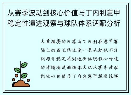 从赛季波动到核心价值马丁内利意甲稳定性演进观察与球队体系适配分析
